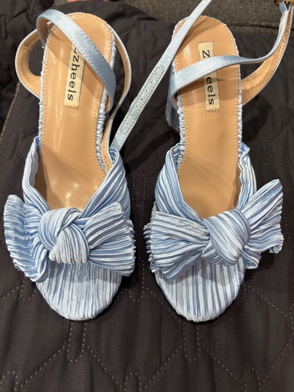 Light Blue Zzheels Women's Bow Knot Heeled Sandals Open Toe